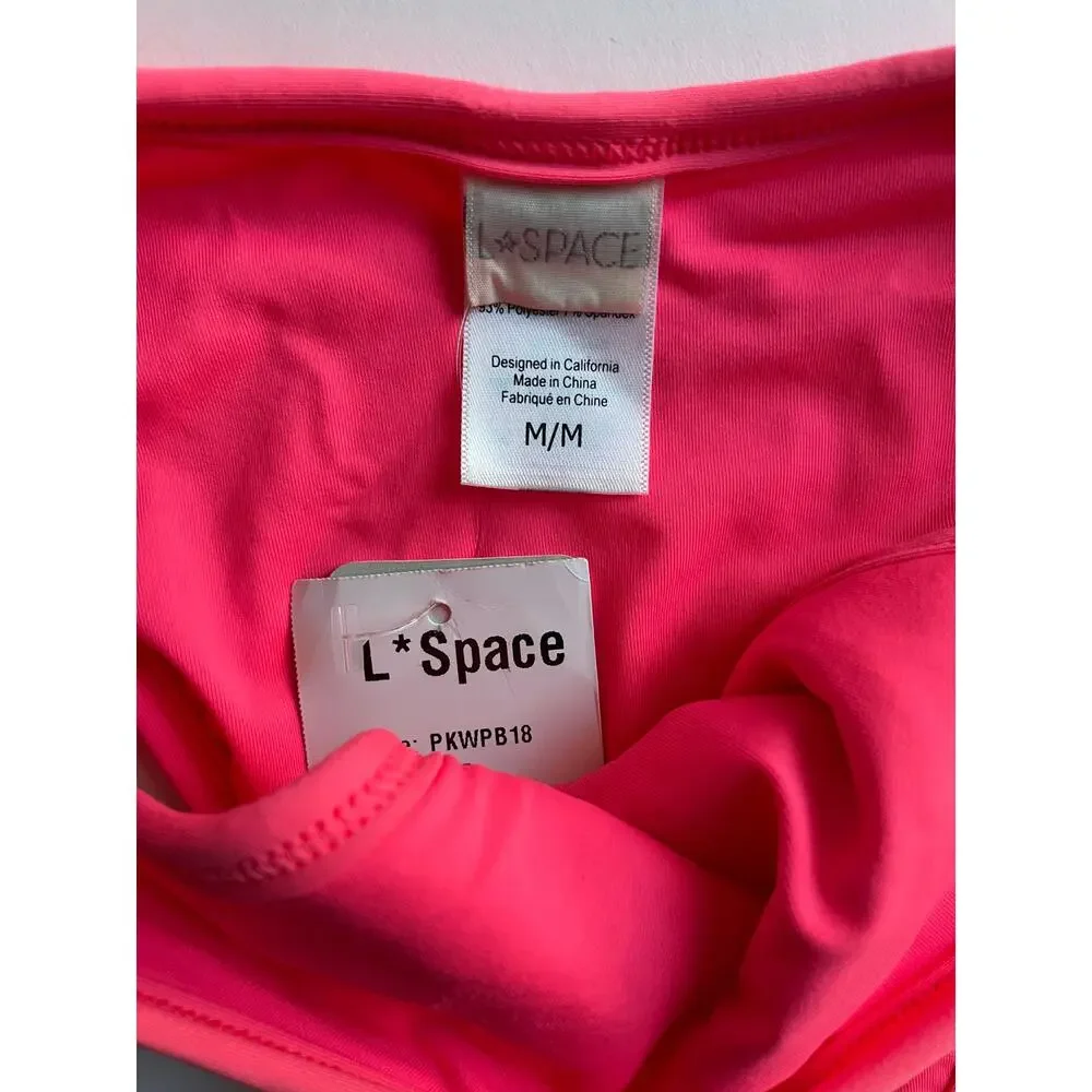 L*Space Whiplash Bikini Bottom Neon Pink Size Medium New